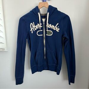 Abercrombie & Fitch Medium Full Zip Hoodie Blue Heavy Thick Classic 2000s Logo